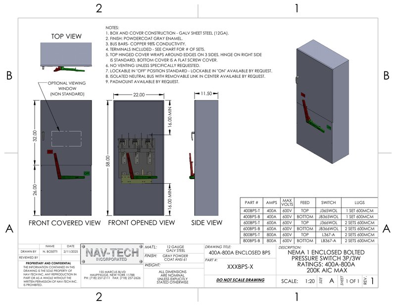 N1 400A-800A BPS drawing